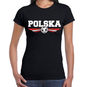 Polen / Polska landen / voetbal t-shirt zwart dames