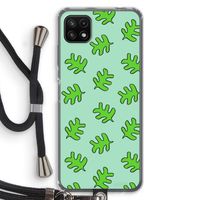 Groene blaadjes: Samsung Galaxy A22 5G Transparant Hoesje met koord
