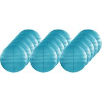 15x Turquoise blauwe lampionnen rond 25 cm   -