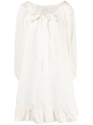 Patou robe courte volantée à col noué - Blanc