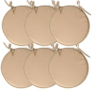 Stof Textile Home stoelkussens - 6x - beige - D40 x H3 cm - voor binnen - rond