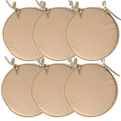 Stof Textile Home stoelkussens - 6x - beige - D40 x H3 cm - voor binnen - rond