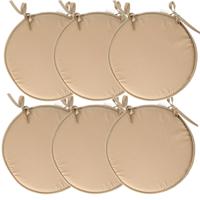 Stof Textile Home stoelkussens - 6x - beige - D40 x H3 cm - voor binnen - rond