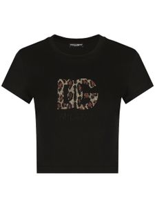 Dolce & Gabbana t-shirt crop à logo appliqué - Noir