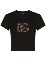 Dolce & Gabbana t-shirt crop à logo appliqué - Noir - thumbnail