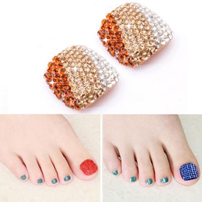2 stuks Crystal nep Nail Art Tips Rhinestone volledige dekking teennagels Decals stickers (NO: 12)