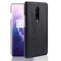 Schokbestendige krokodil textuur PC + PU Case voor OnePlus 7 Pro (zwart)