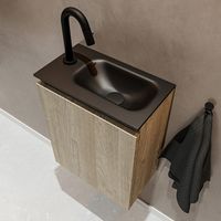 Mondiaz Ture 40cm toiletmeubel light brown grey met wastafel urban rechts 1 kraangat