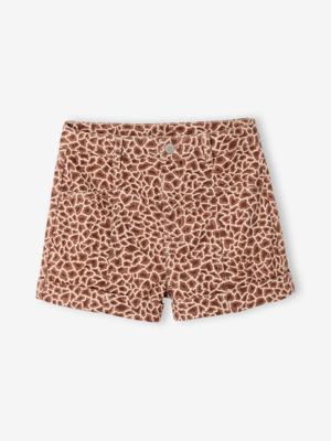 Bedrukte twill short voor meisjes beige