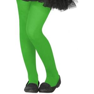 Carnaval verkleed panty voor kinderen - neon groen - 40 denier - voor 6 tot 12 jaar