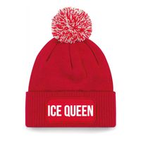 Ice queen muts met pompon unisex one size - Rood