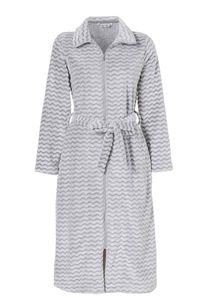 Fleece badjas rits met sterrenprint-S (36-38)
