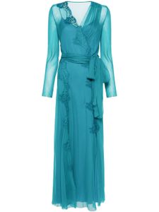 Alberta Ferretti robe longue en chiffon - Bleu