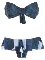 Amir Slama bikini patchwork à effet de jean - Bleu