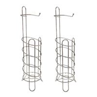 Set van 2x stuks staande wc/toiletrolhouders met reservoir zilver 63,5 cm van metaal - thumbnail