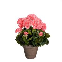 Mica Decorations Geranium Kunstplant - 27x27x41 cm - Polyester - Zalm - thumbnail