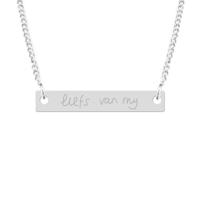 Gepersonaliseerde handschrift bar ketting - Stainless steel - Zilver