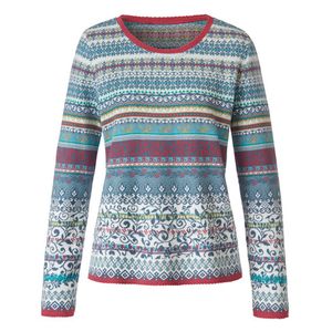 Jacquard pullover van bio-katoen, blauw-motief Maat: 40/42