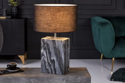 Design tafellamp NOBLE 55cm zwart marmeren voet stoffen kap - 40901