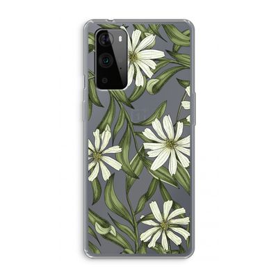 Wit bloemenpatroon: OnePlus 9 Pro Transparant Hoesje