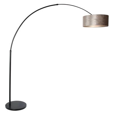 Steinhauer BooglampSparkled zwart met velours taupe kap - 8128ZW