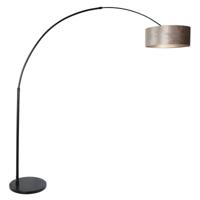 Steinhauer BooglampSparkled zwart met velours taupe kap - 8128ZW