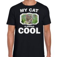 Katten liefhebber shirt Bruine kat my cat is serious cool zwart voor heren