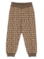 Balmain Kids pantalon de jogging en coton à logo imprimé - Marron - thumbnail