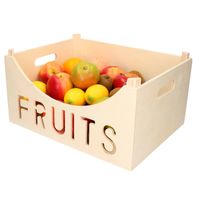Houten fruitmand/fruitschaal/fruitkistje vierkant 40 x 30 cm - Fruitschalen - thumbnail