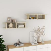 Wandschappen 2 st 90x18x20 cm bewerkt hout sonoma eikenkleurig