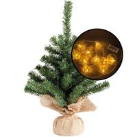 Kleine kunst kerstboom -groen -incl. 3D sterren lichtsnoer metallic goud - H45 cm