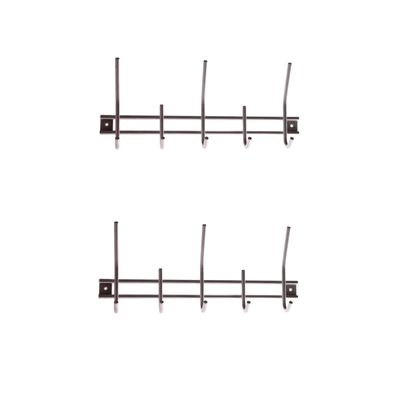 2x Luxe kapstokken / jashaken / wandkapstokken zilver metaal 5x jashaak 16,5 x 3,8 cm