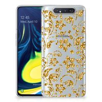 Samsung Galaxy A80 TPU Case Gouden Bloemen - thumbnail