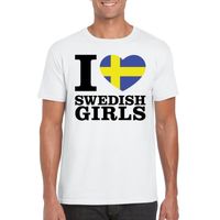 Wit I love Swedish girls/ I love Zweedse dames t-shirt voor heren 2XL  -