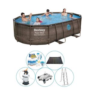 Bestway Power Steel Swim Vista OVAAL 488x305x107 cm - 6-delig - Zwembad Bundel