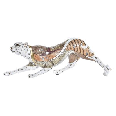 Decoratieve figuren DKD Home Decor Wit Multicolour Oranje Wit/Oranje Luipaard Koloniaal 30 x 40 cm 37 x 10 x 13 cm