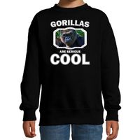 Sweater gorillas are serious cool zwart kinderen - gorilla apen/ stoere gorilla trui - thumbnail