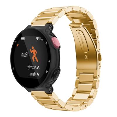 Universal Smart Watch drie stalen strips polsband horlogeband voor Garmin Forerunner 220/230/235/630/620/735 (goud)