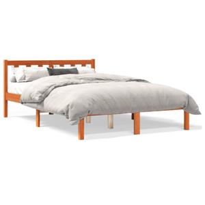 Bedframe massief grenenhout wasbruin 135x190 cm