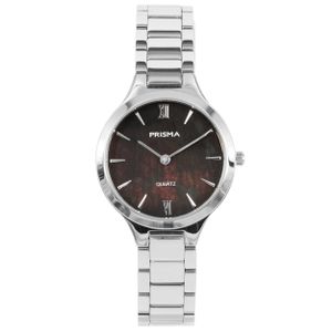 Prisma P.1461 Horloge staal/parelmoer zilverkleurig-zwart 28 mm