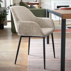 Kave Home Eetkamerstoel Konna Chenille - Beige