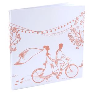 Gastenboek/receptieboek Bruidspaar - Bruiloft - wit/roze - 24 x 24 cm - just married