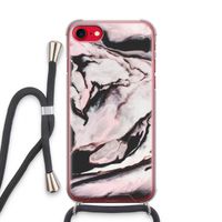 Roze stroom: iPhone SE 2020 Transparant Hoesje met koord