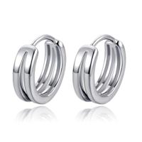 Heren Oorbellen dubbele Ring Zilver Heren Oorbellen dubbele Ring Zilver