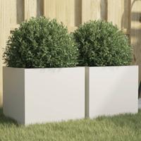 VidaXL Plantenbakken 2 st 32x30x29 cm staal wit