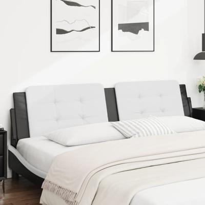 Hoofdbordkussen 200 cm kunstleer wit en zwart