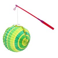 Lampionstokje 40 cm - met lampion - lime groen - D25 cm - thumbnail