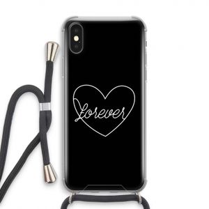 Forever heart black: iPhone XS Transparant Hoesje met koord