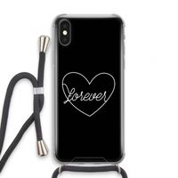 Forever heart black: iPhone XS Transparant Hoesje met koord