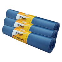 Voordeelpakket van 75x stuks extra grote afvalzakken/vuilniszakken van 120 liter blauw